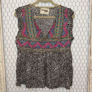Savanna Jane Embroidered Flutter Sleeve Tank